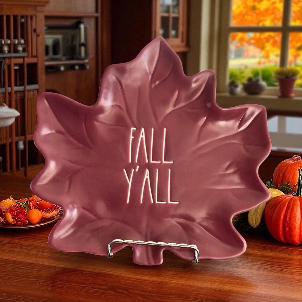🆕Rae Dunn Fall Y’all Leaf Decorative Plate